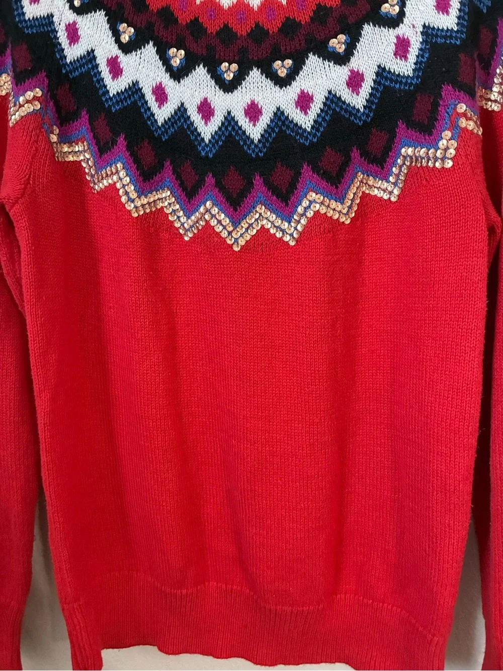 Old Navy Red Fair Isle Crewneck Sweater - Women